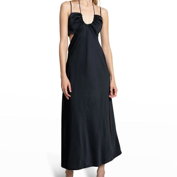 NWT A.L.C. Sienna Ruched Satin Halter Dress - Picture 1 of 16